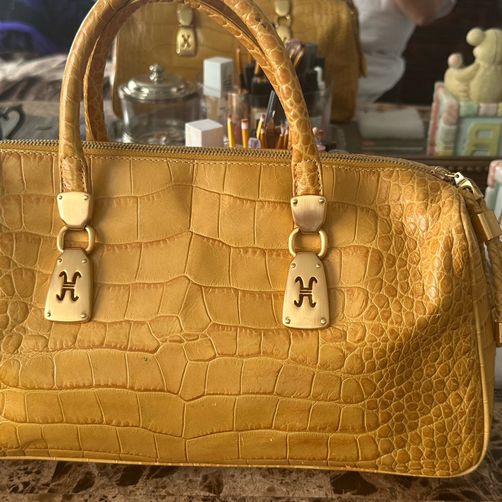 Cole Haan Gold Croc-Embossed Tote - Picture 3 of 12